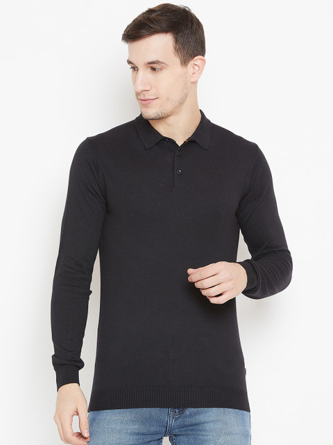 

Jack & Jones Men Black Solid Polo Collar T-shirt
