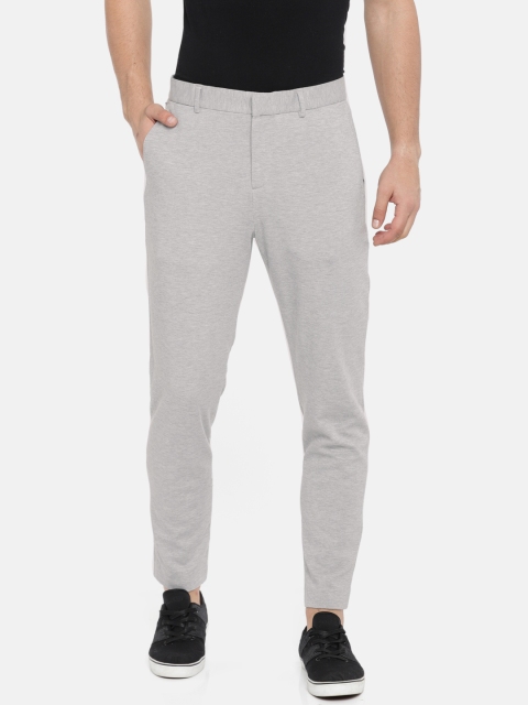 

Jack & Jones Men Grey Slim Fit Solid Regular Trousers