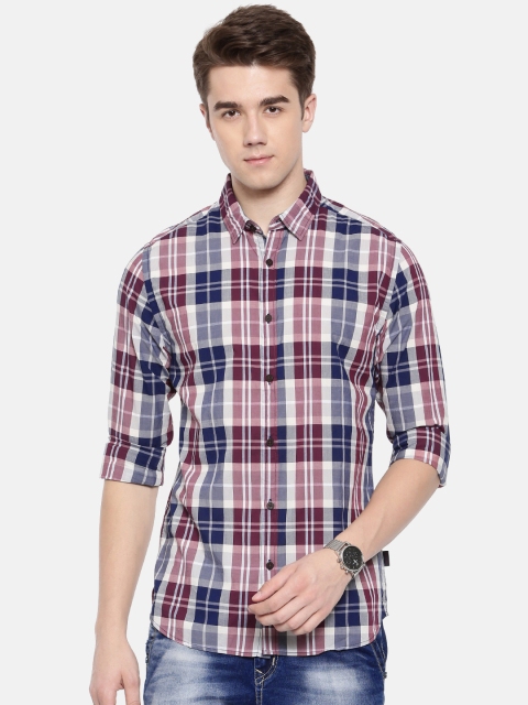 

Jack & Jones Men Red & Blue Slim Fit Checked Casual Shirt