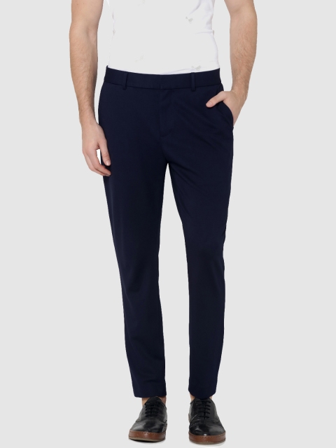 

Jack & Jones Men Navy Slim Fit Solid Knitted Regular Trousers, Navy blue