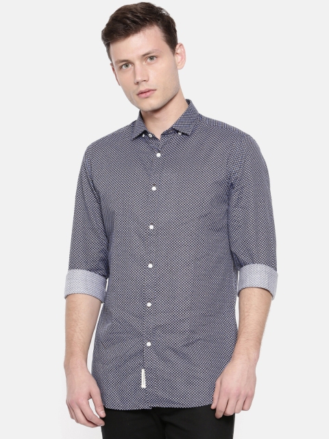 

Jack & Jones Men Brown & Blue Slim Fit Printed Casual Shirt
