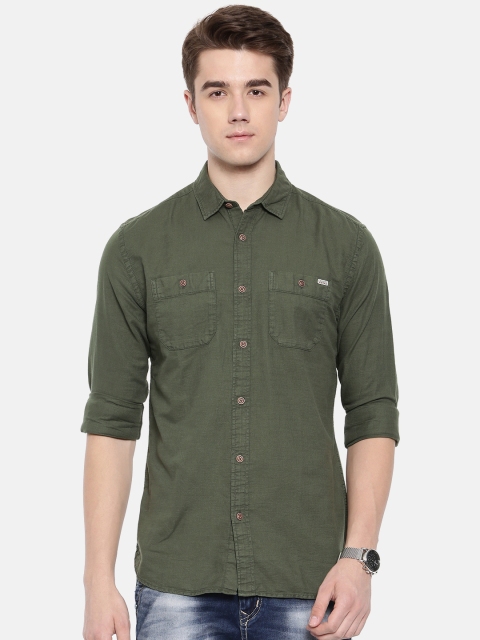 

Jack & Jones Men Green Slim Fit Solid Casual Shirt