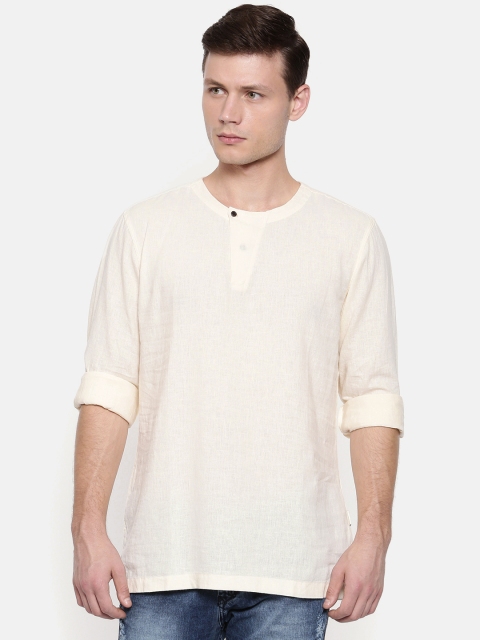 

Jack & Jones Men Cream-Coloured Slim Fit Solid Casual Shirt