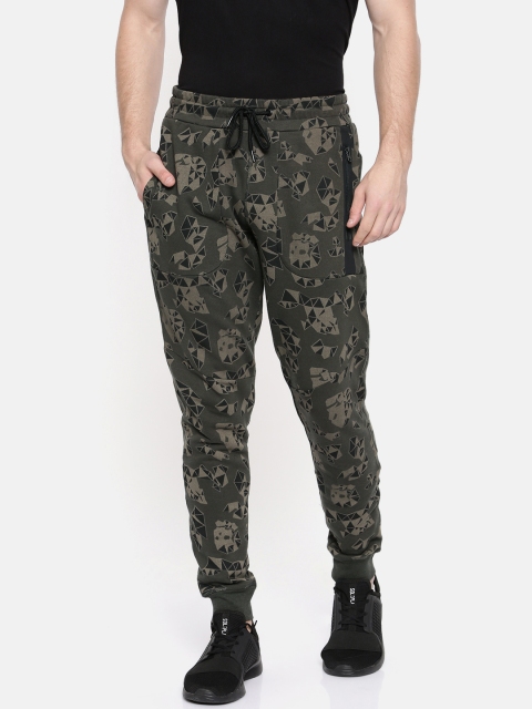 

Jack & Jones Men Green Printed Slim Fit Joggers