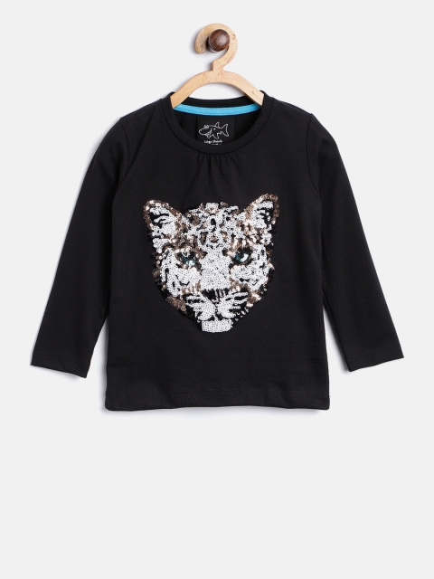 

Lazy Shark Girls Black Sequinned Top