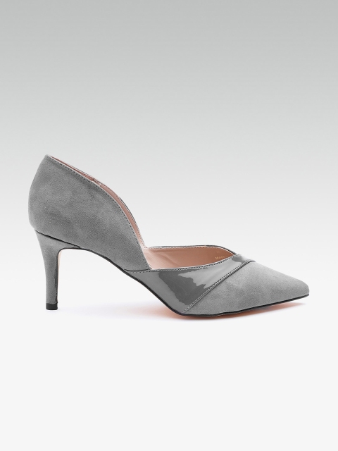 

DOROTHY PERKINS Women Grey Solid Pumps with Snakeskin-Textured Detail