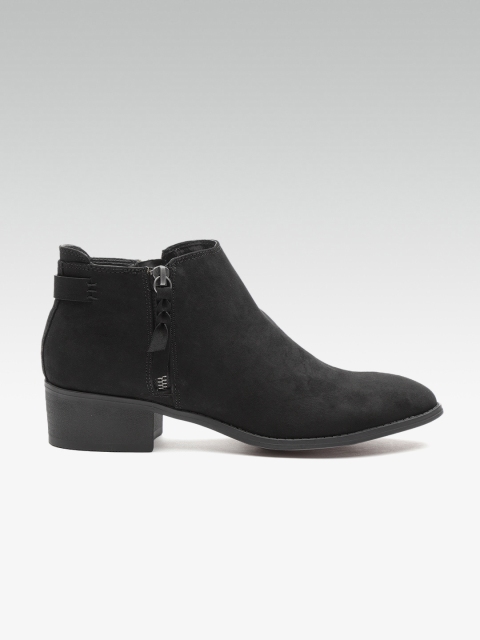 

DOROTHY PERKINS Women Black Solid Mid-Top Heeled Boots