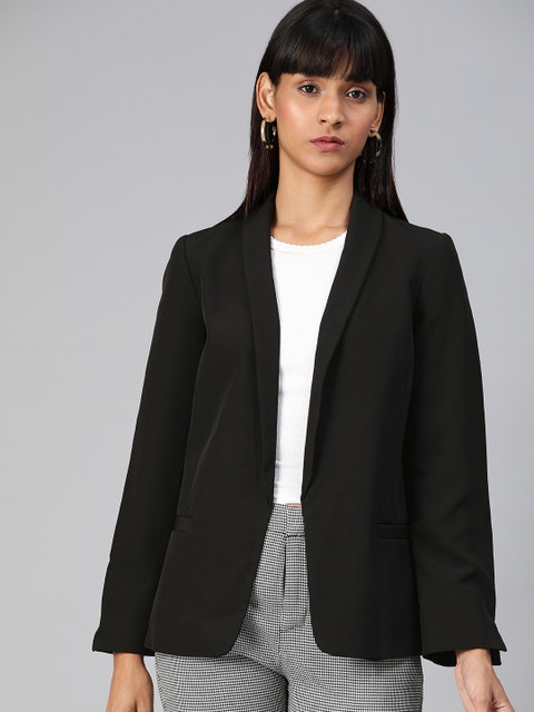 

DOROTHY PERKINS Women Black Solid Front-Open Formal Blazer
