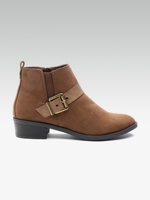 

DOROTHY PERKINS Women Brown Solid Mid-Top Flat Boots