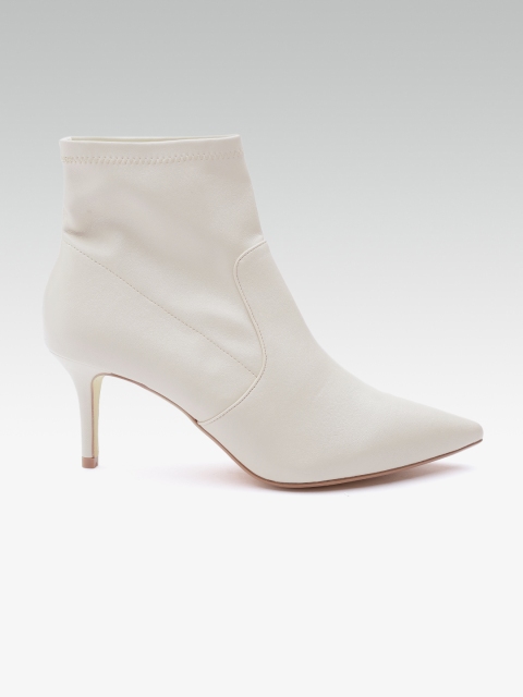 

DOROTHY PERKINS Women Off-White Solid Heeled Boots