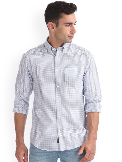 

GANT Men Blue & White Regular Fit Checked Casual Shirt