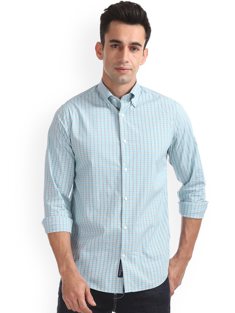 

GANT Men Blue Regular Fit Checked Casual Shirt