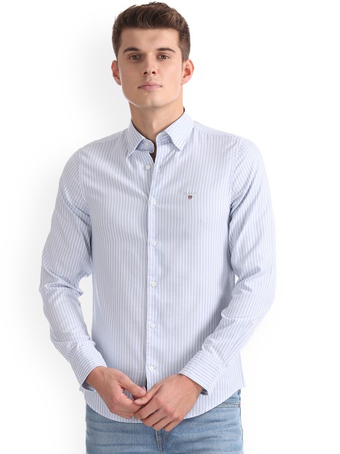 

GANT Men Blue & White Regular Fit Striped Casual Shirt