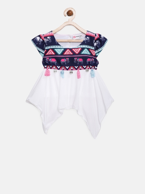 

Peppermint Girls White Printed High-Low Top