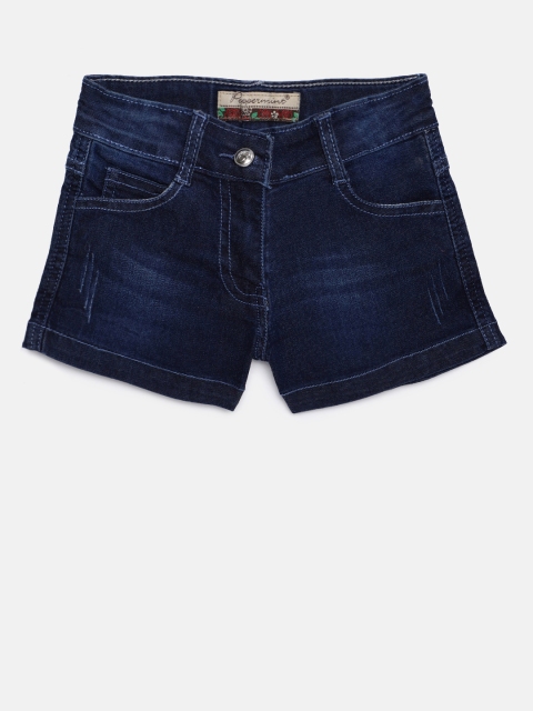 

Peppermint Girls Navy Blue Solid Shorts