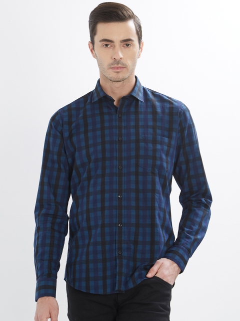 

Easies Men Blue & Black Slim Fit Checked Casual Shirt