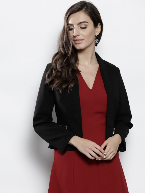 

DOROTHY PERKINS Women Black Open-Front Crop Blazer