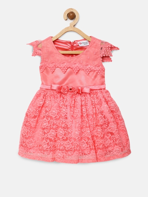 

Peppermint Girls Peach-Coloured Lace Fit & Flare Dress