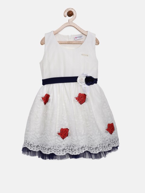 

Peppermint Girls Off-White Applique & Lace Fit & Flare Dress