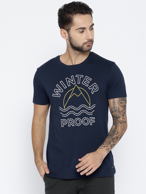 

ESPRIT Men Navy Blue Printed Round Neck T-shirt