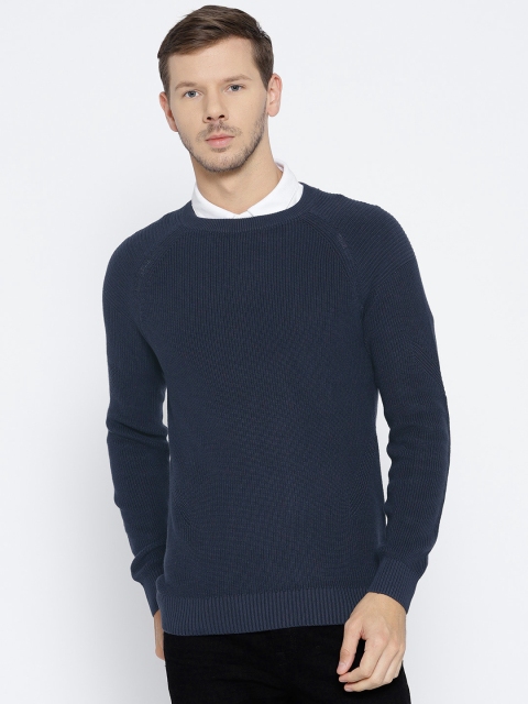 

ESPRIT Men Navy Solid Pullover, Navy blue