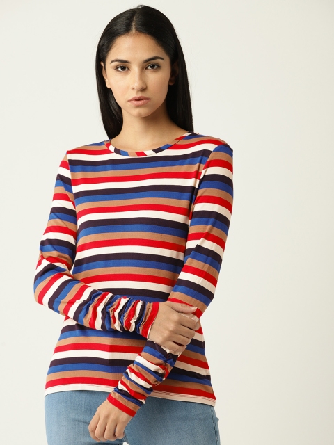 

ESPRIT Women Blue & Red Striped Top