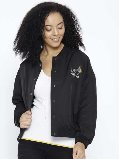 

ESPRIT Women Black Solid Bomber Jacket