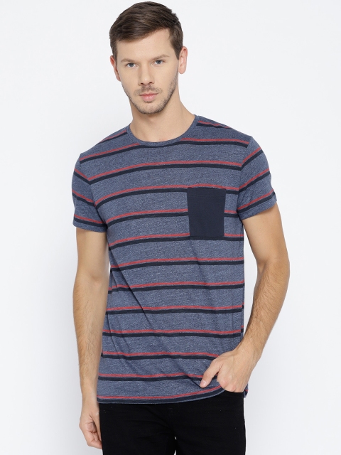 

ESPRIT Men Navy Blue Striped Round Neck T-shirt