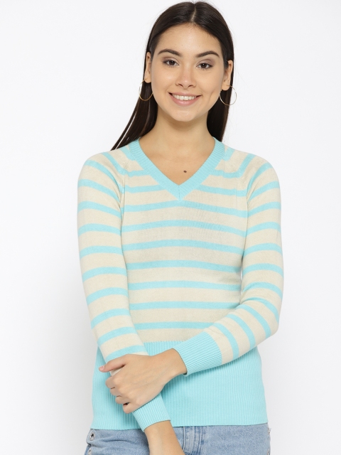 

Species Women Beige & Blue Striped Pullover