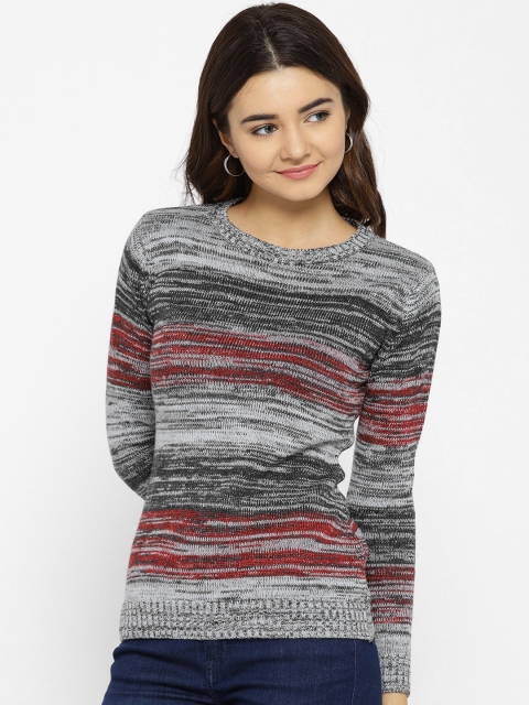 

Species Women Grey & Rust Red Self-Design Pullover