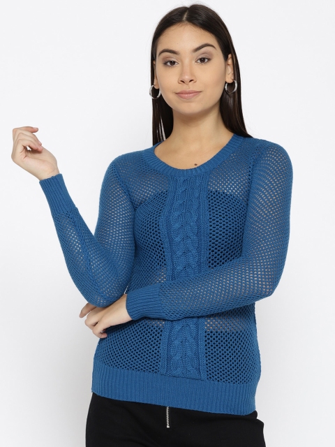 

Species Women Blue Self Design Pullover