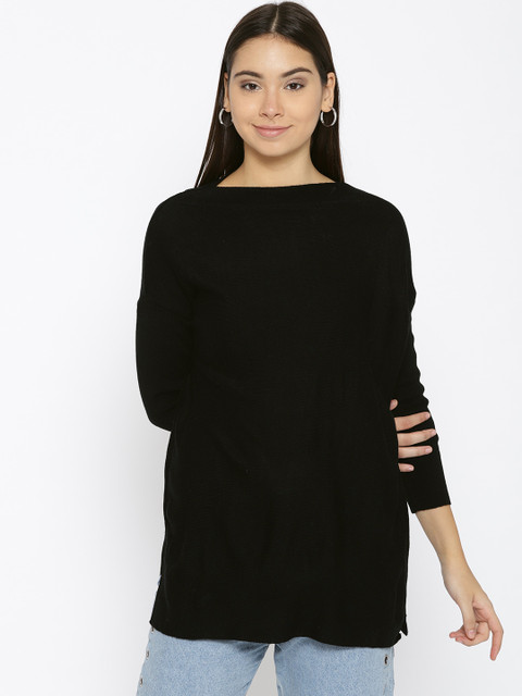 

Species Women Black Solid Longline Sweater