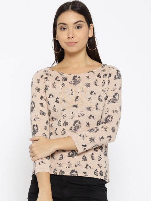 

Species Women Beige & Black Printed Pullover