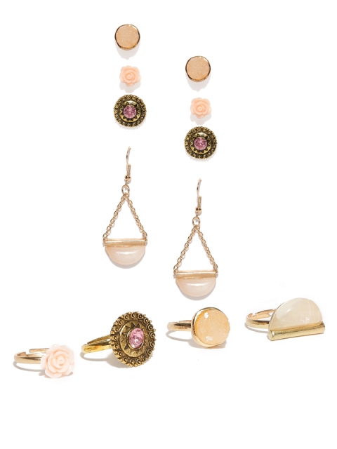 

ToniQ set of 4 Rings & 4 Earrings, Gold