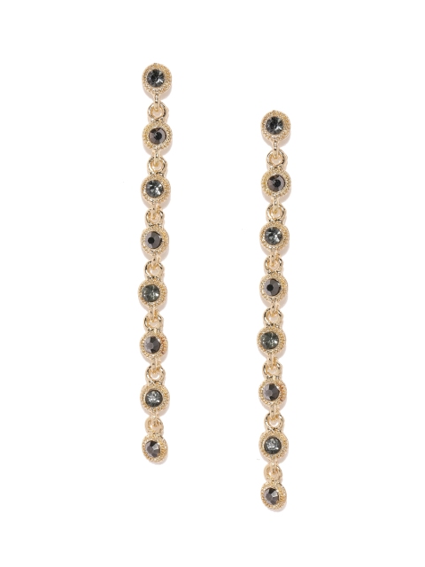 

ToniQ Gold-Toned Stone Studded Contemporary Drop Earrings