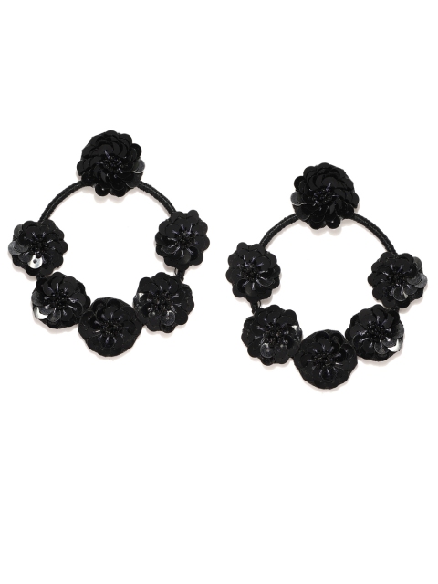 

ToniQ Black Circular Sequinned Drop Earrings