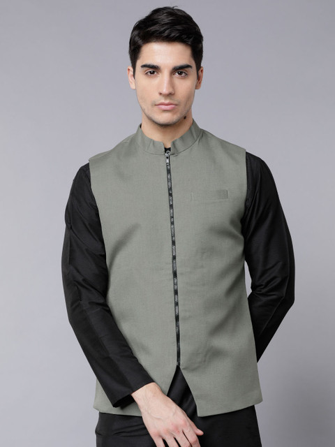 

Svanik Men Grey Slim Fit Nehru Jacket