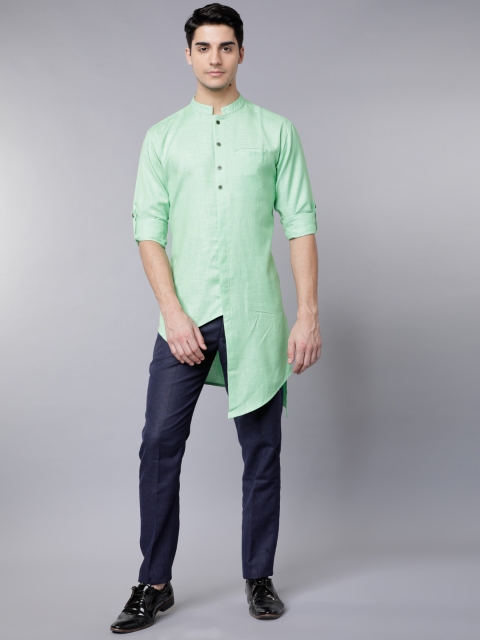 

Svanik Men Green Solid A-Line Kurta