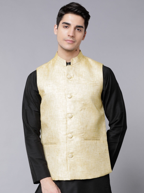 

Svanik Men Yellow Slim Fit Nehru Jacket