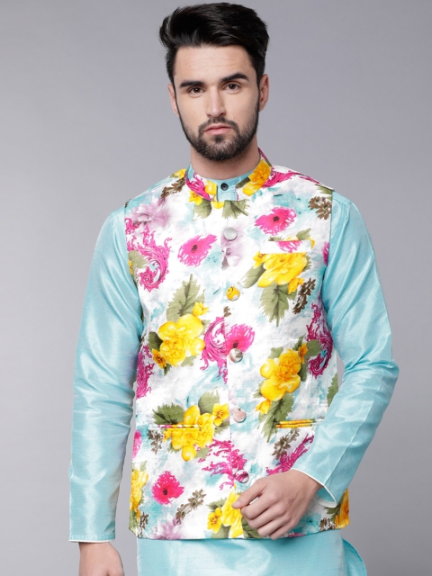 

Svanik Men Multi Color Printed Slim Fit Nehru Jacket