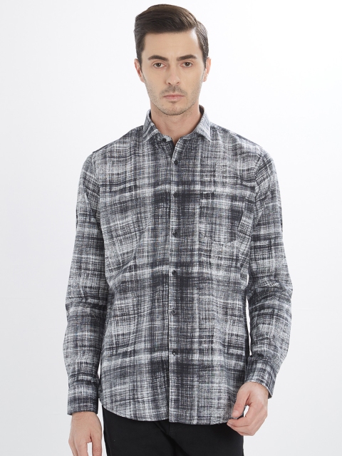 

Easies Men Grey & Black Slim Fit Printed Casual Shirt