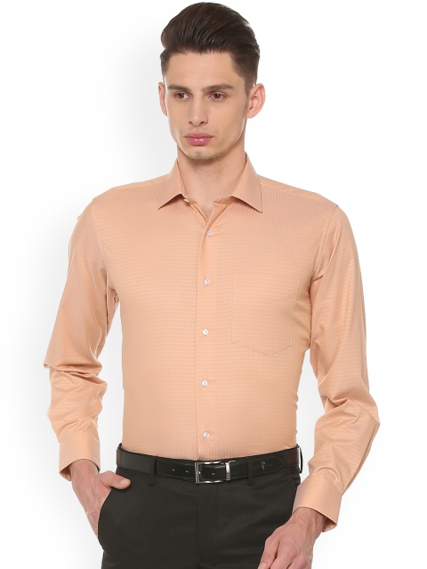 

Van Heusen Men Peach-Coloured Regular Fit Self Design Formal Shirt