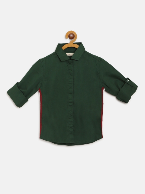 

Adams kids Girls Green Solid Pure Cotton Casual Shirt