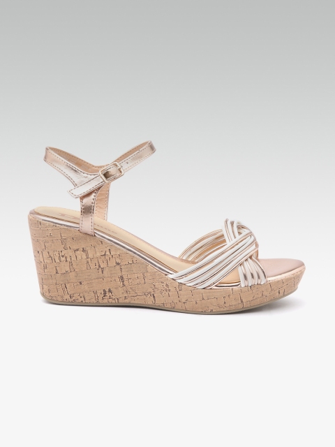 

Dune London Women Rose Gold-Toned & White Striped Wedges
