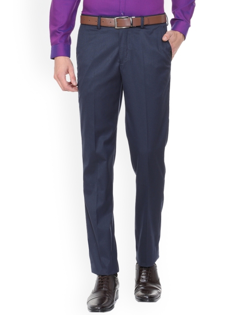

V Dot Men Navy Blue Slim Fit Solid Formal Trousers