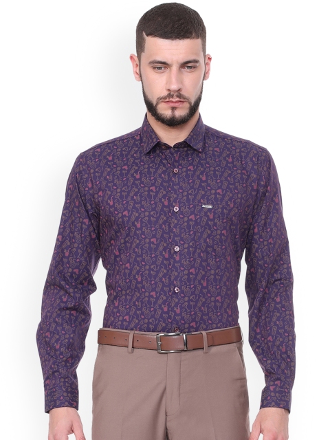 

V Dot Men Purple Slim Fit Printed Casual Shirt