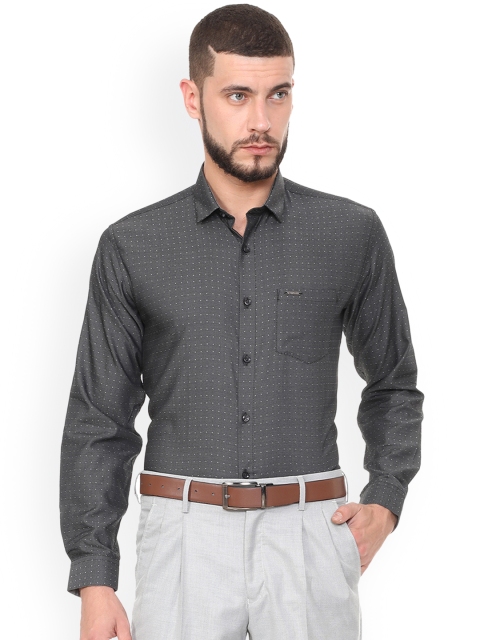 

V Dot Men Grey Slim Fit Self-Design Formal Shirt