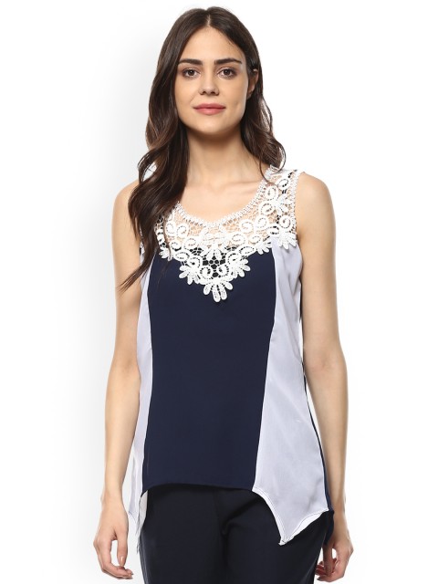 

Mayra Women Blue Self Design A-Line Top