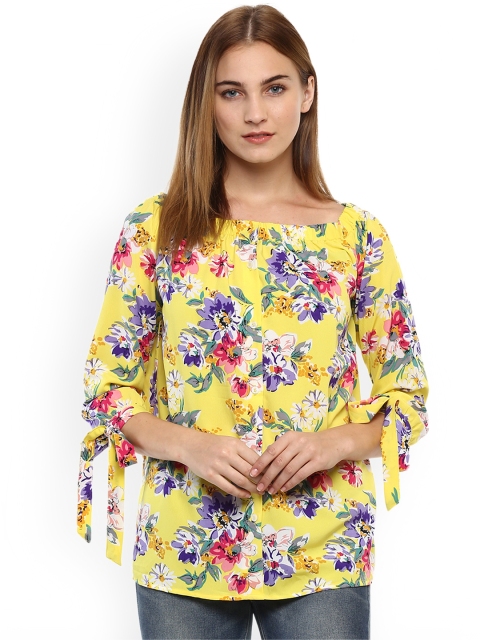 

Mayra Women Yellow Printed Boxy Top