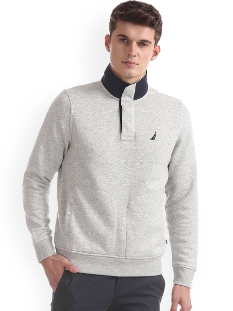 

Nautica Men Grey Solid Sweatshirt